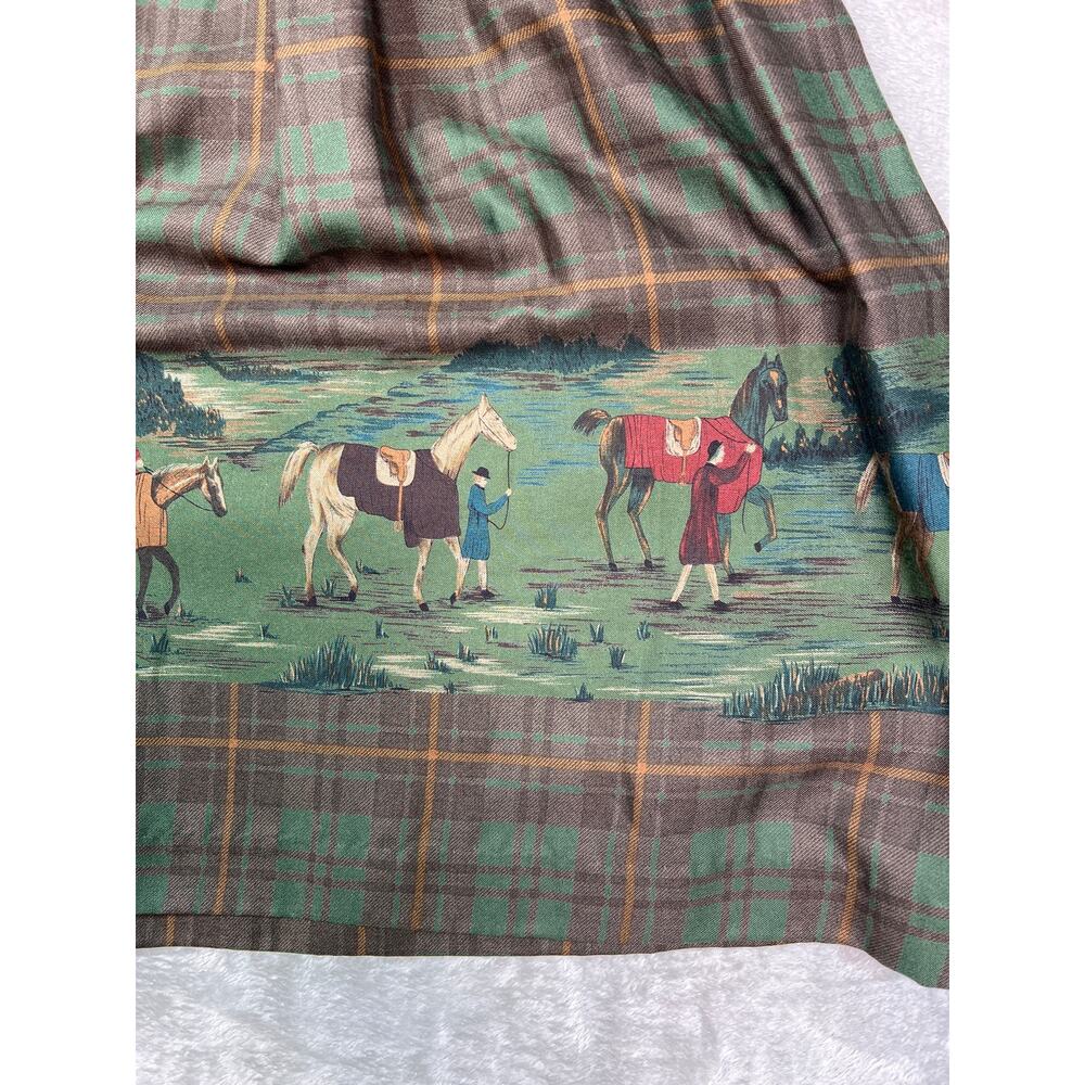 Rare Herman Geist Equestrian Tartan Plaid Maxi Horse Skirt Green Size 12 Large - Picture 5 of 10
